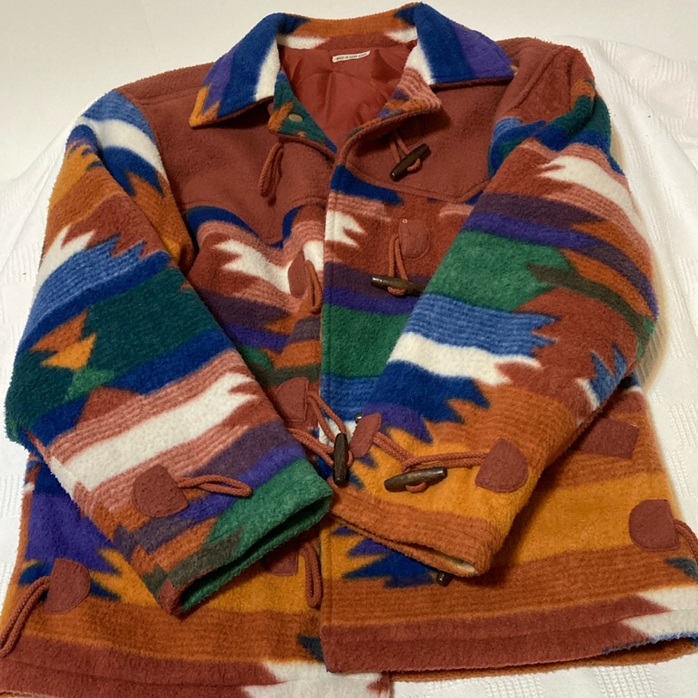 VINTAGE MAYA AZTEC SOUTHWESTERN FLEECE JACKET